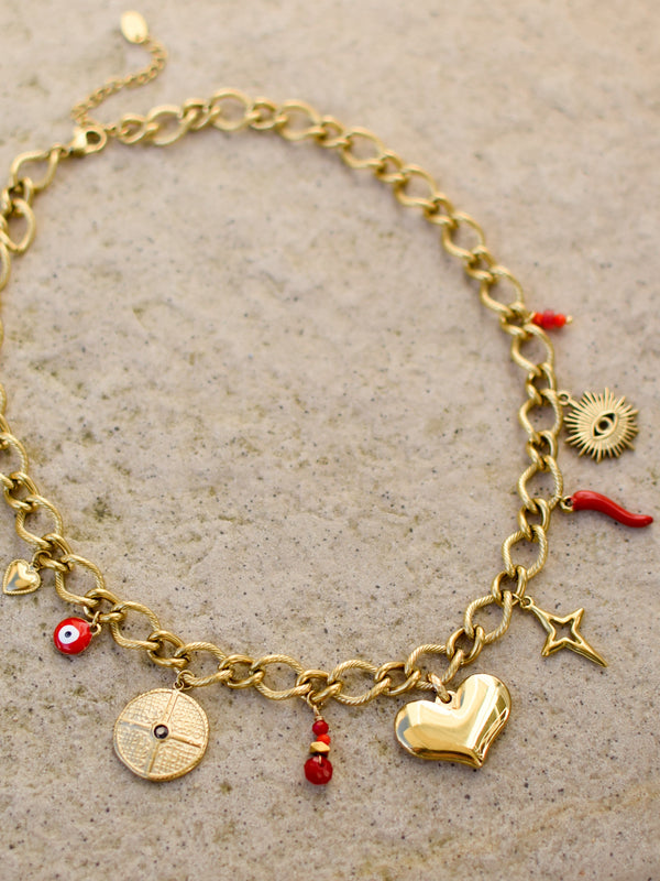 Collier Charms rouge