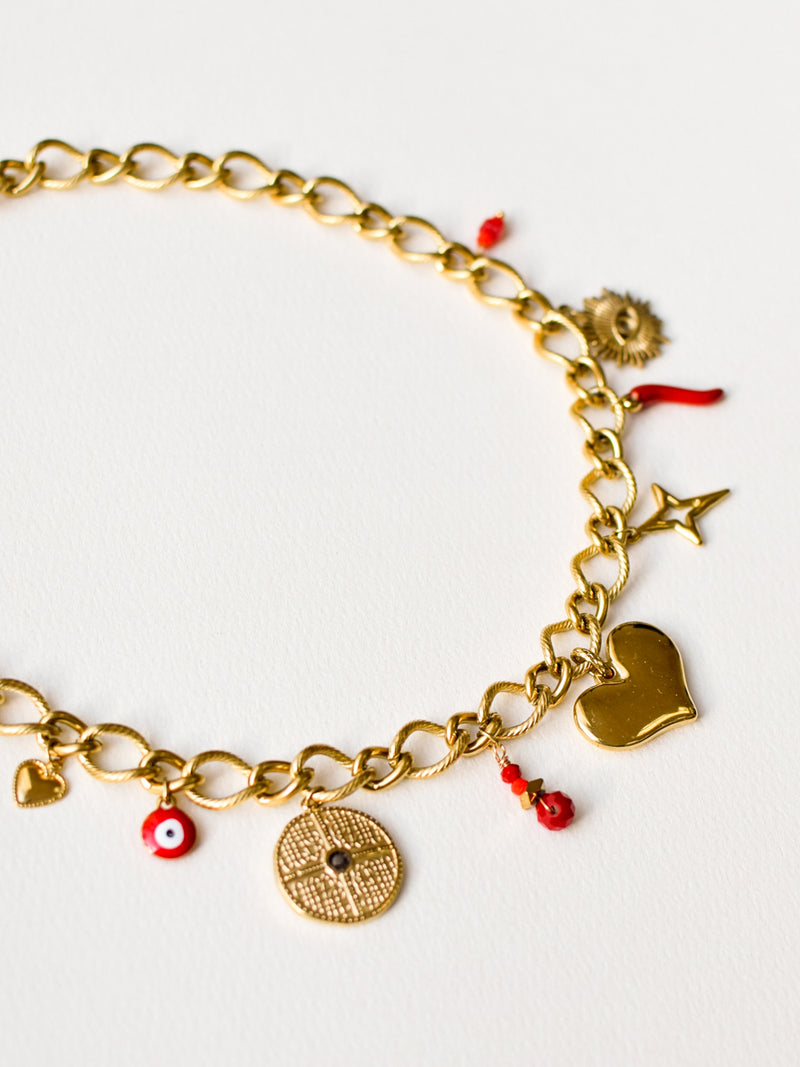 Collier Charms rouge